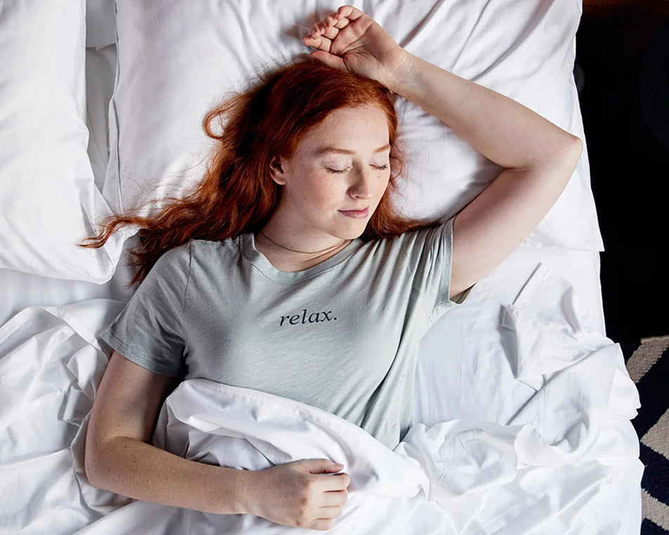 aerial view sleeping in bed