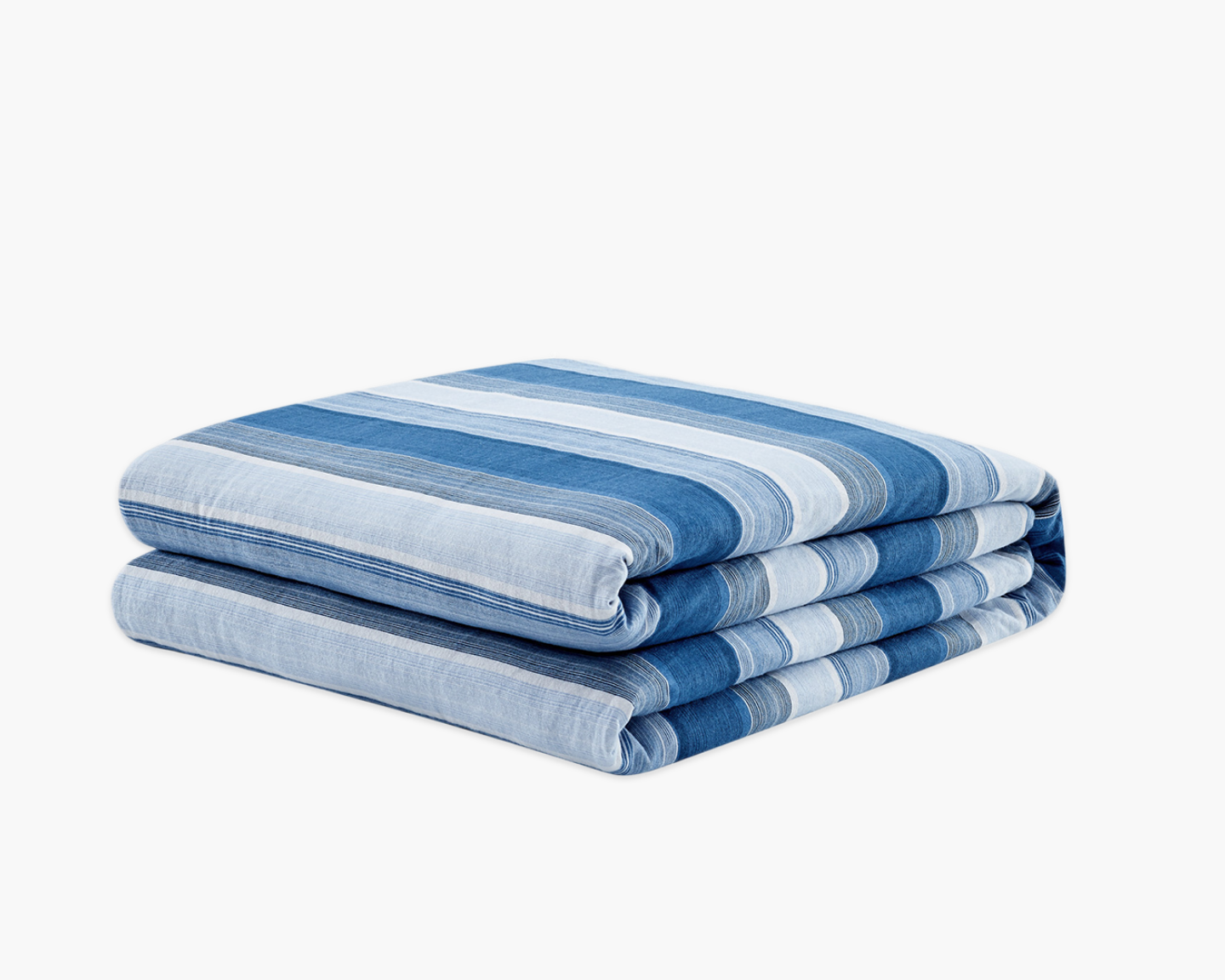 Blue Stripe Flannel Duvet Cover on weighted inner. #color_blue-stripe