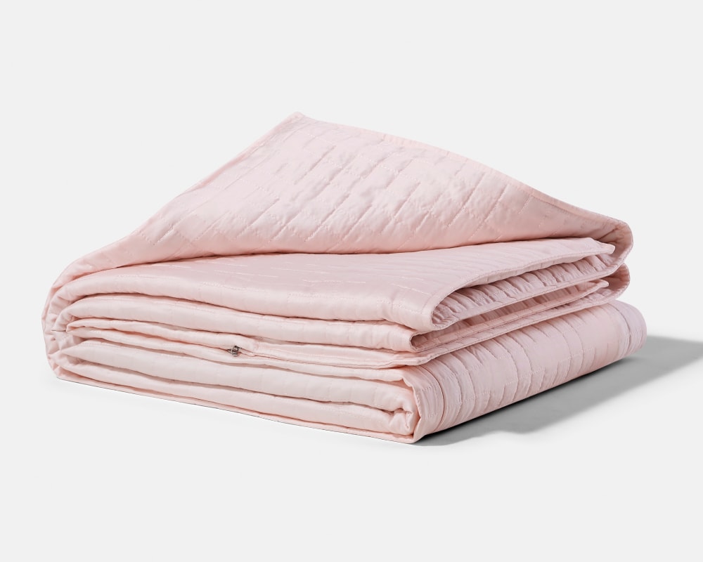 Folded Dusty Pink Gravity Weighted Cooling Blanket - #color_dusty-pink
