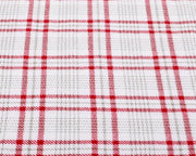 Closeup of red plaid gravity flannel sheet