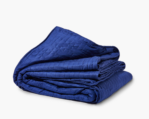 Gravity folded Blue Cooling Weighted Blanket 