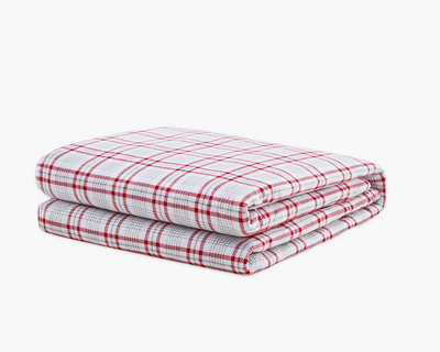 Red Plaid Flannel Duvet Cover on weighted inner. #color_red-plaid