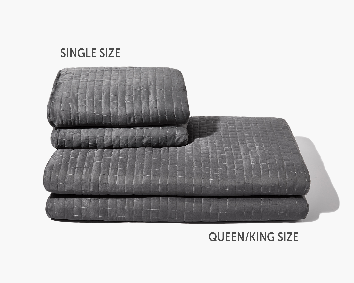 Comparison between the Single and Queen/King Sizes grey cooling gravity weighted blanket